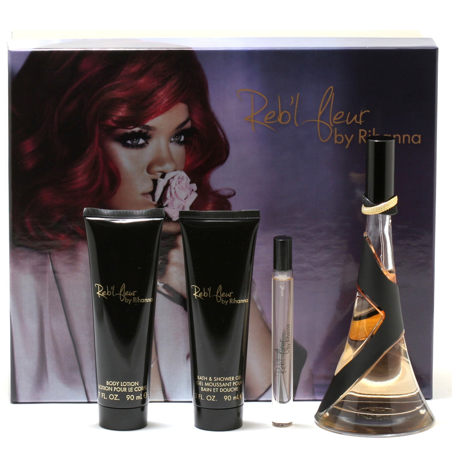 Reb'L Fleur Ladies By Rihanna 3.4Spray/.34Spray/3 Body Lotion /3Sg