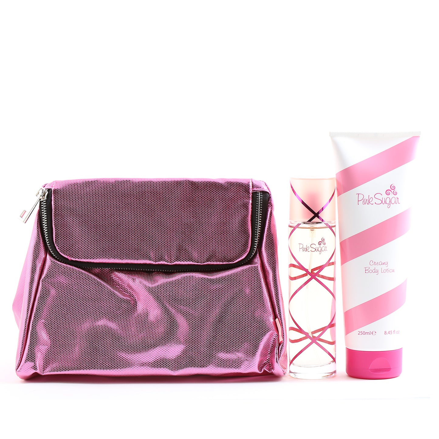Pink Sugar 3.4 EDT Spray/Bodycream 8.45 Oz & Pouch Set