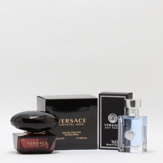 Duo Versace Crystal Noir  Ladies  1.7 Oz EDT + Versace Pour Homme Men 1 Oz EDT Spray
