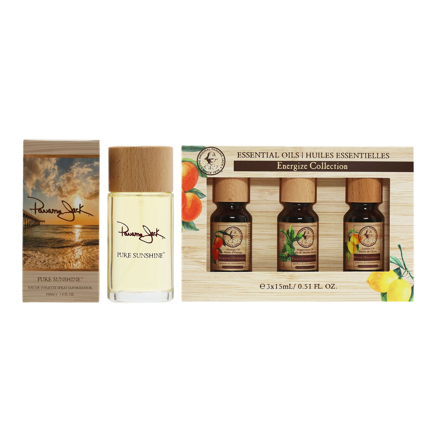 Duo Panama Jack Essential Oils Energize Set + Pure Sunshine 3.4 Oz Spray