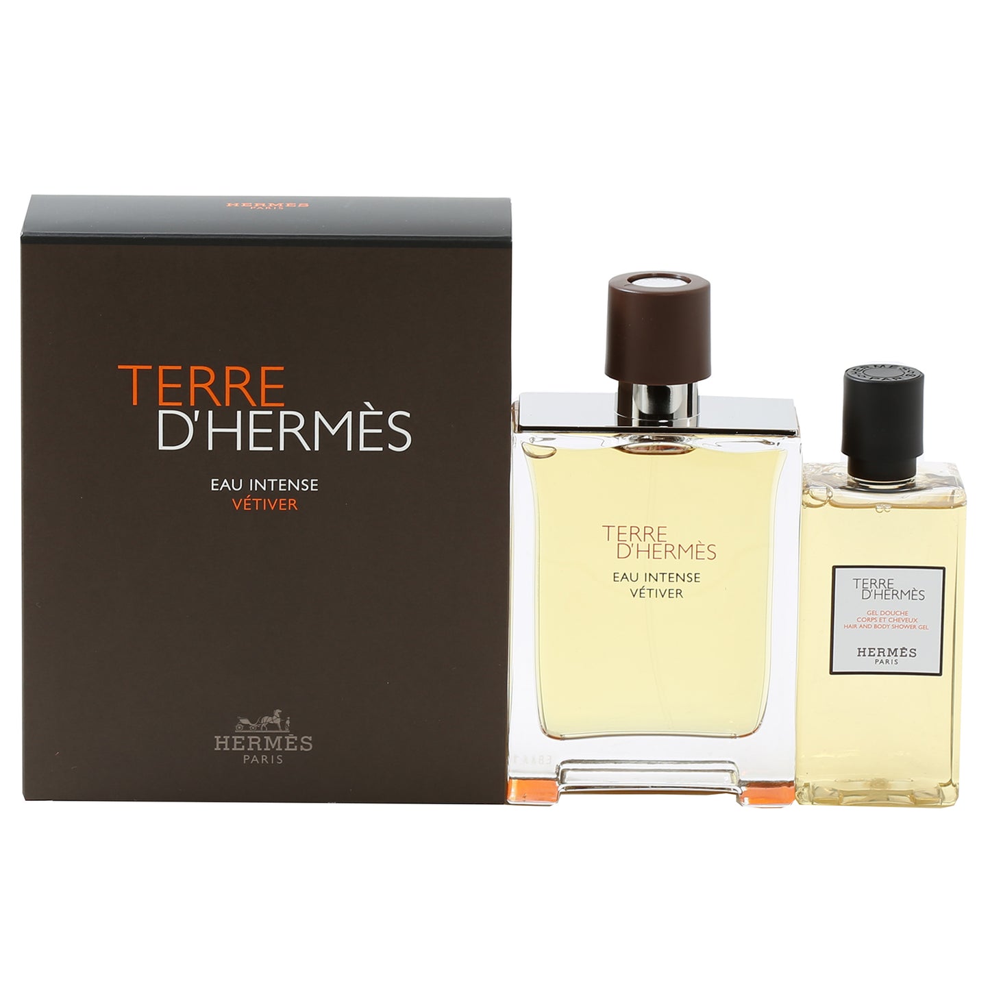 Hermes Terre D'Hermes Intense Vetiver Mens Set- 3.3 Oz EDP , 2.7 Oz Hair And Body Shampoo