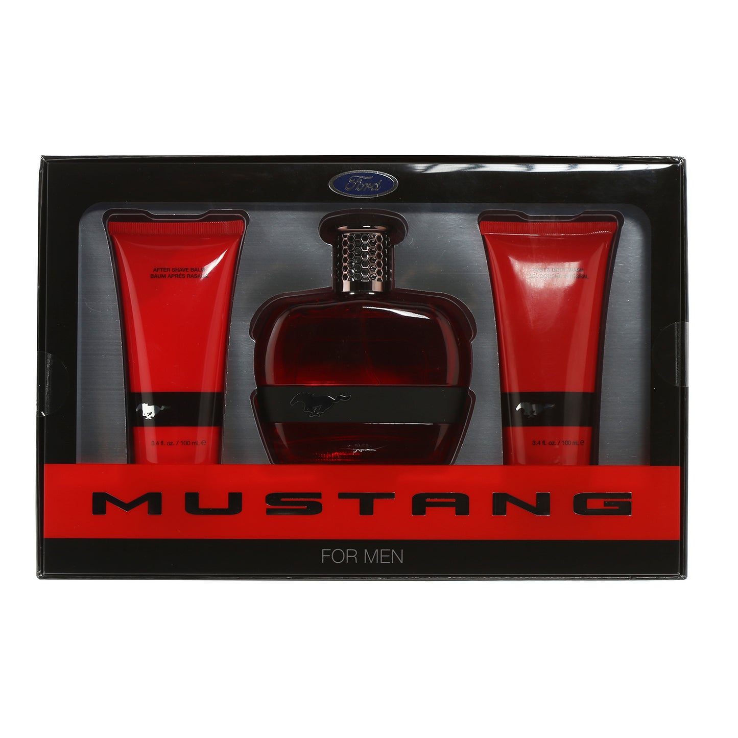 Mustang Red Set-3.4 EDT /3.4 Hair Body Wash/ 3.4 Aftershave Balm