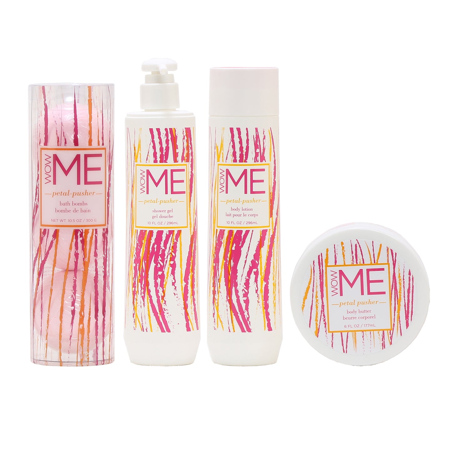 Wow Me Petal Pusher Bath Bundle-Bath Bomb/ Shower Gel/ Body Lotion / Body Butter