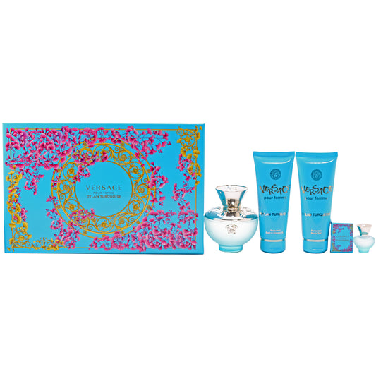 Versace Dylan Turquoise 4 Pc Set-3.4 Oz EDT , 3.4 Oz Bath And Shower Gel, 3.4 Oz Body Gel, .17 Oz EDT
