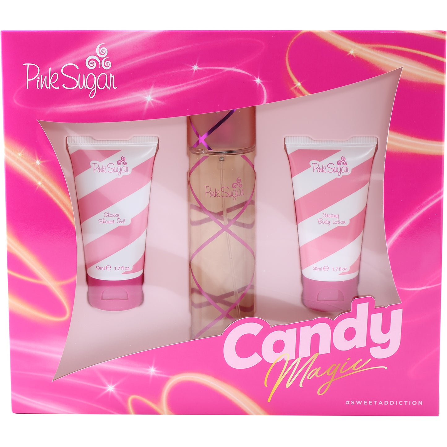 Pink Sugar By Aquolina Set 3.4 Oz EDT / 1.7 Oz Shower Gel/ 1.7 Oz Body  Lotion