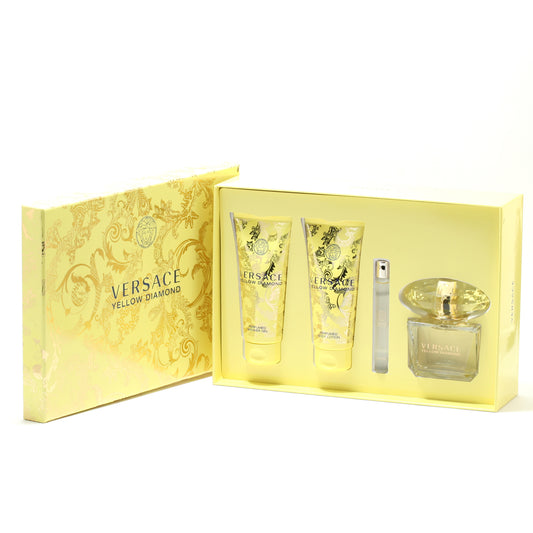 Versace Yellow Diamonds Set- 3 Oz Spray/ 3.4 Oz Shower Gel/ 3.4 Oz Body  Lotion / Mini
