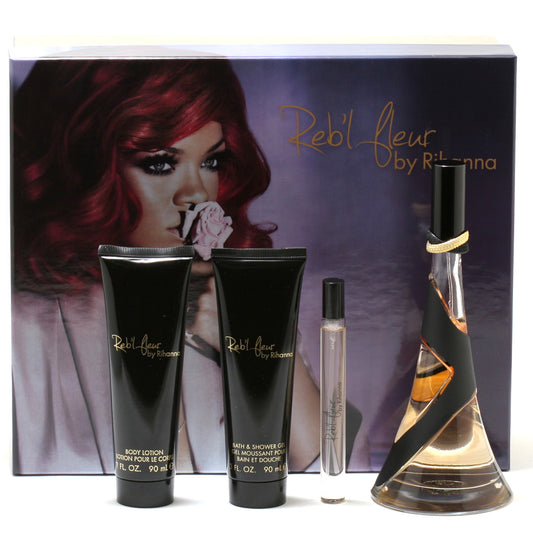Reb'L Fleur  Ladies  By Rihanna 3.4Spray/.34Spray/3 Body Lotion /3Sg