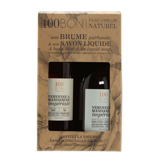 100 BON Verveine & Mandarine Bath Set Liquid Soap 10 Oz + Body Mist 6.7 Oz