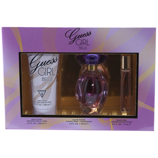 Guess Girl Belle 3Pc Set 3.4 Oz EDT , 6.7 Oz Body  Lotion , 15 Ml EDT