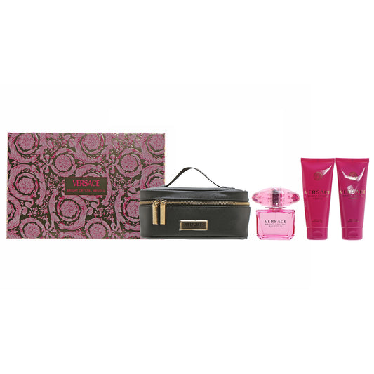 Versace Bright Crystal Absolu Set -3 Oz EDP Spray/3.4 Oz Body  Lotion /3.4 Oz Shower Gel/Bag