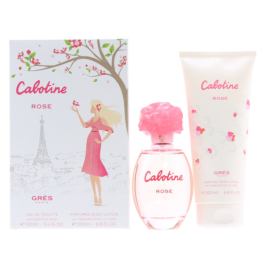 Cabotine Rose By Parfums Gres Set 3.4 Oz EDT , 6.8 Oz Perfumed Body  Lotion
