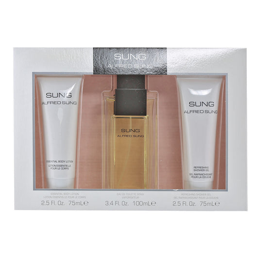 Alfred Sung For Women 3.3 Oz EDT Spray/2.5 Oz Body  Lotion / 2.5 Oz Shower Gel