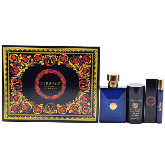 Versace Dylan Blue 3 Piece Set-3.4 Oz EDT, 3 Oz EDT , 2.5 Oz Deodorant Stick