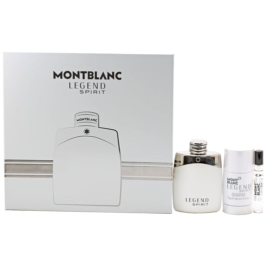 Mont Blanc Legend Spirit Set-3.3 Oz EDT , 0.25 Oz EDT , 2.5 Oz Deodorant