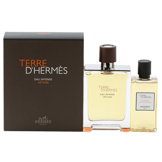 Hermes Terre D'Hermes Intense Vetiver Mens Set- 3.3 Oz EDP , 2.7 Oz Hair And Body Shampoo