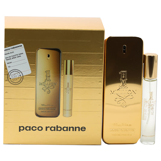 Paco Rabanne One Million Mens Set- 3.4 Oz EDP , .68 Oz EDP