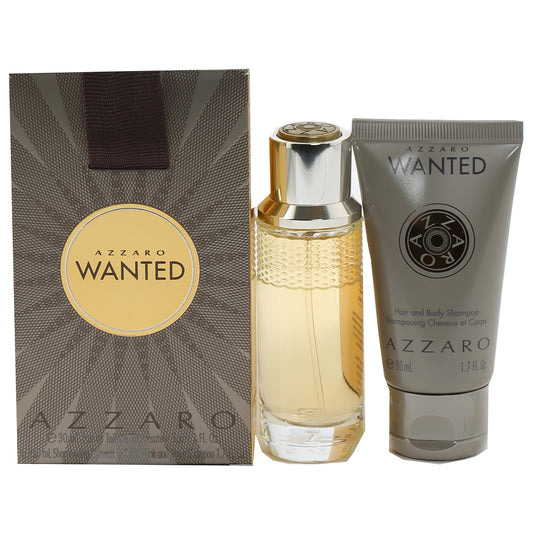 Azzaro Wanted Mens Set- 1.0 EDT , 1.7 Oz Hair And Body Shampoo