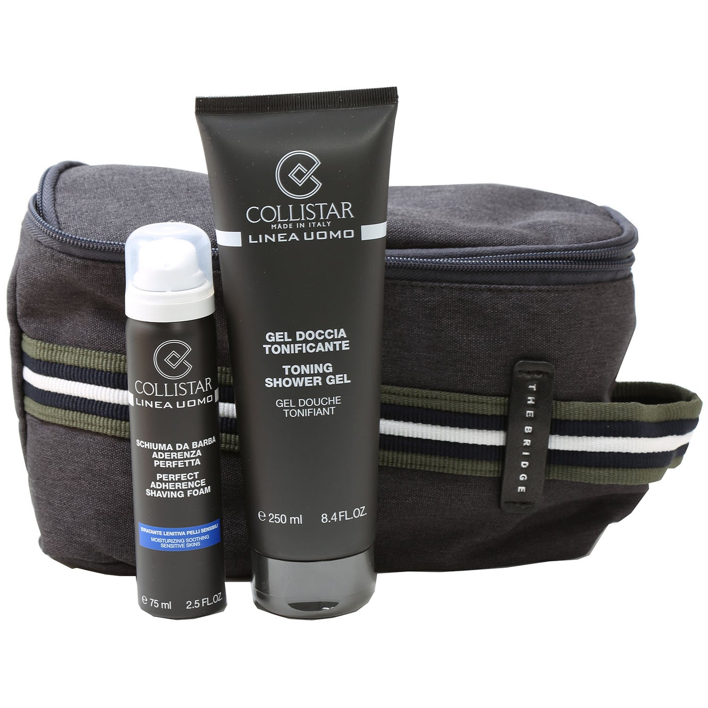 Collistar Men Set Doccia Tonificante Shower Gel 8.4 Oz/ 2.5 Oz Shaving Foam/ Bag