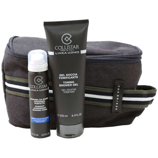 Collistar Men Set Doccia Tonificante Shower Gel 8.4 Oz/ 2.5 Oz Shaving Foam/ Bag