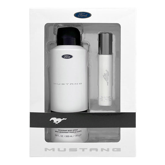 Mustang White Mens Set-6.7 Body Spray/ .5 EDT Spray