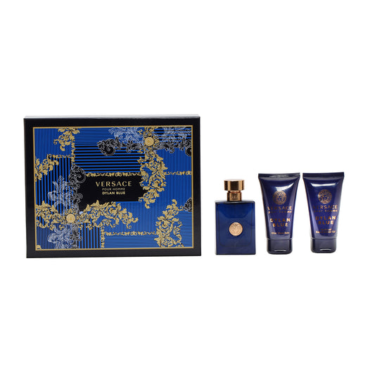 Versace Dylan Blue Set- 1.7 Oz EDT , 1.7 Oz Bath And Shower Gel, 1.7 Oz After Shave Balm
