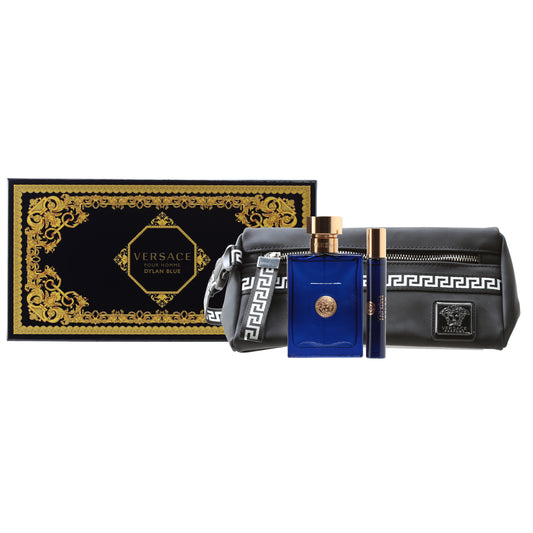Versace Dylan Blue Pour Homme Set 3.4 Oz Spray/.3 Oz Mini & Bag