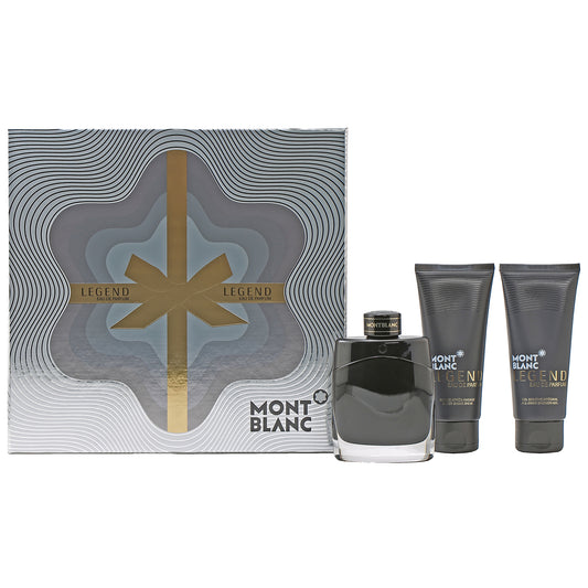 Mont Blanc Legend Set - 3.4 EDT Spray/ 3.4 Oz Aftershave Balm/3.4 Oz Shower Gel Hard Box