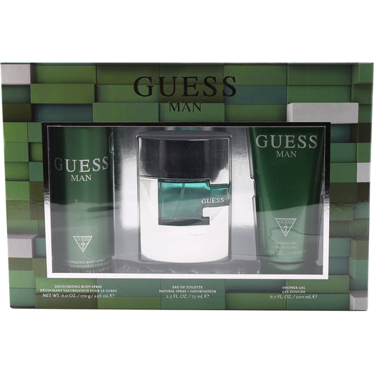 Guess Man 3 Pieces Set- 2.5 Oz EDT , 6.7 Oz Shower Gel, 6. Oz Body Spray