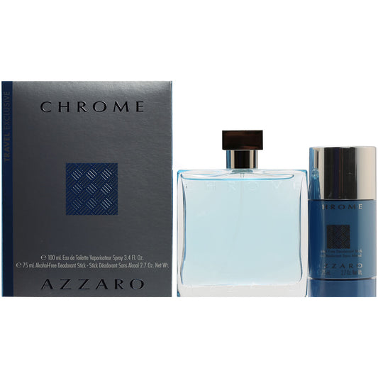 Azzaro Chrome For Men 3.4 oz Spray/2.5 Oz Deodorant Stick