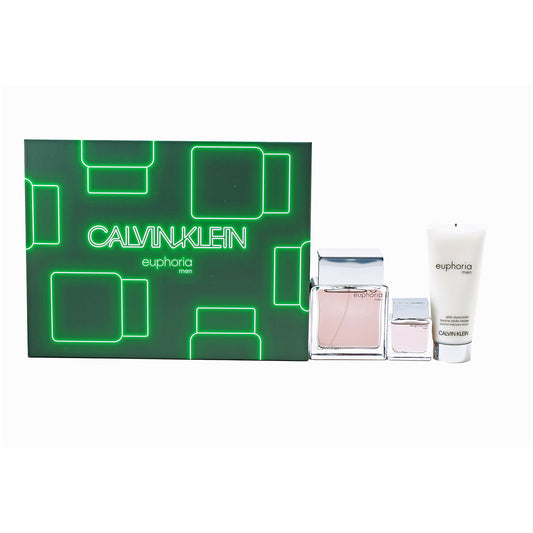 Euphoria By Calvin Klein Mens Set- 3.4 Oz EDT / .5 Oz EDT / 3.3 Oz After Shave
