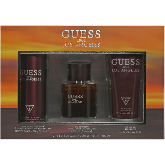 Guess 1981 Los Angeles 3 Pc Set 3.4 Oz EDT , 6 Oz Body Spray, 6.7 Oz Shower Gel