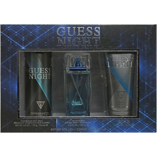 Guess Night 3 Pc Set 3.4 Oz EDT , 6 Oz Body Spray, 6.7 Oz Shower Gel