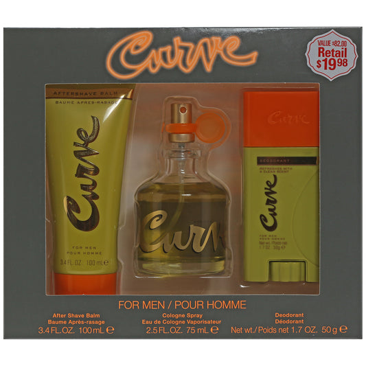 Curve 3 Pc Set-2.5 Oz EDC , 3.4 Oz After Shave, 1.7 Oz Deodorant