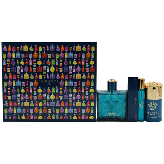Versace Eros Mens Set/ 3.4 EDT, 0.3 EDT, 2.5 oz Deodorant Stick