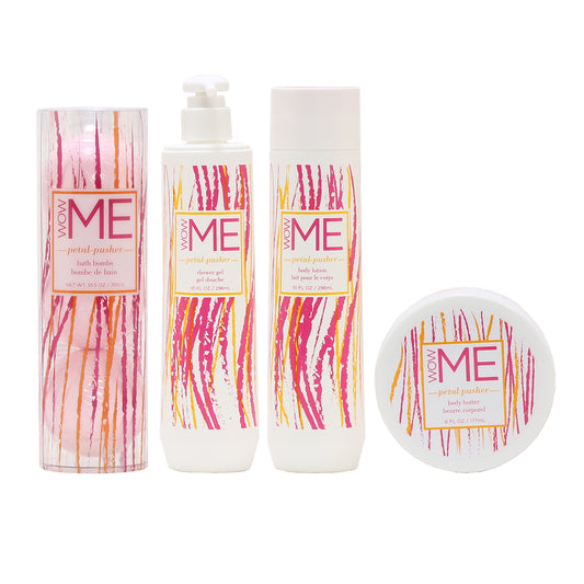 Wow Me Petal Pusher Bath Bundle-Bath Bomb/ Shower Gel/ Body  Lotion / Body Butter